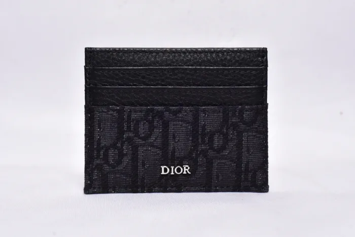 Dior Black Cloth Leather Cardholder Wallet - Image 3