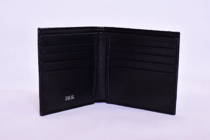 Dior Full Black Cloth Leather Wallet - Image 3