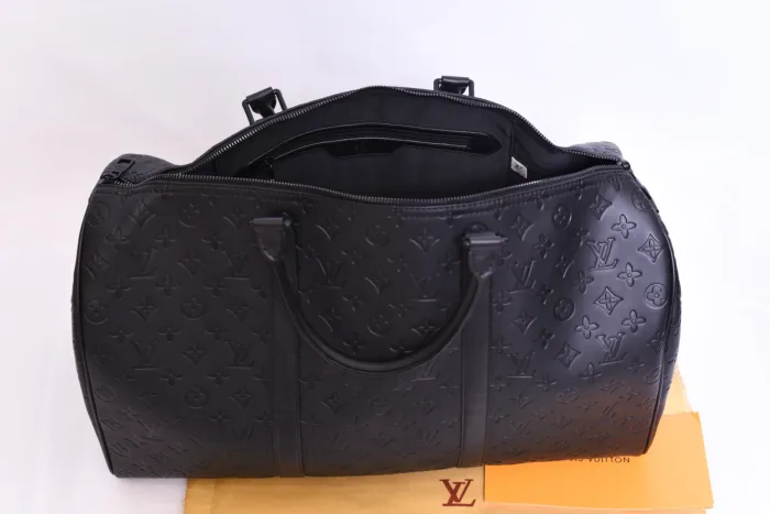 LV Black Embossed Leather Travel Bag - Image 3