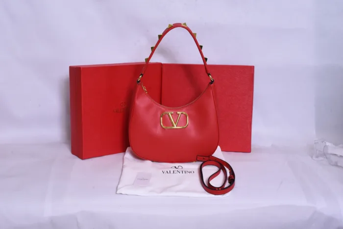 Valentino Golden Logo Red Bag - Image 2