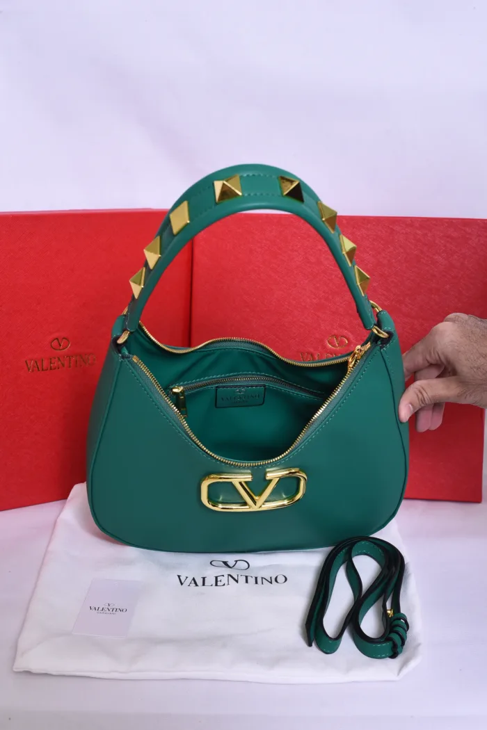 Valentino Golden Logo Green Bag - Image 2