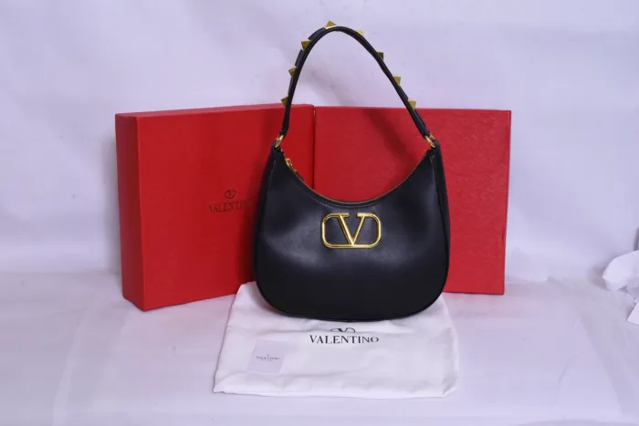 Valentino Golden Logo Black Bag