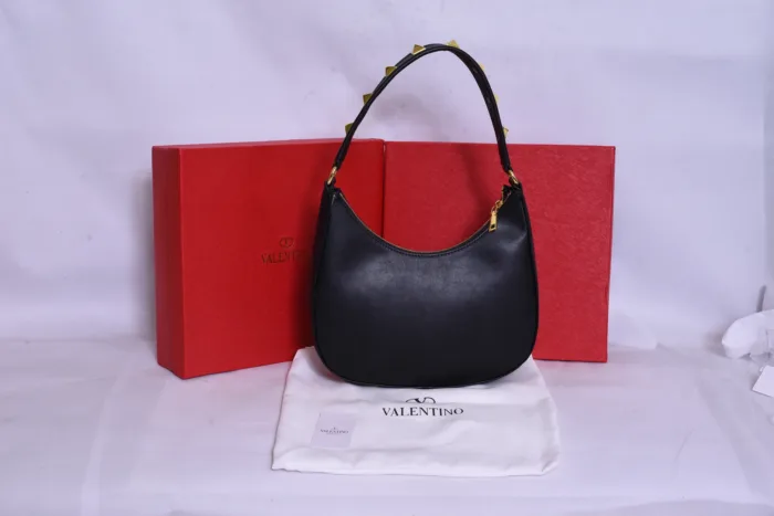 Valentino Golden Logo Black Bag - Image 2