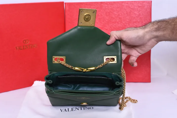 Valentino Silver Logo Green Small Bag - Image 4