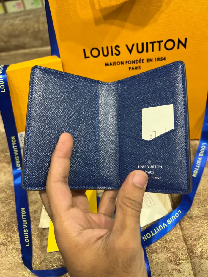 LV Blue Logo Printed Pocket Organizer Wallet - Image 2