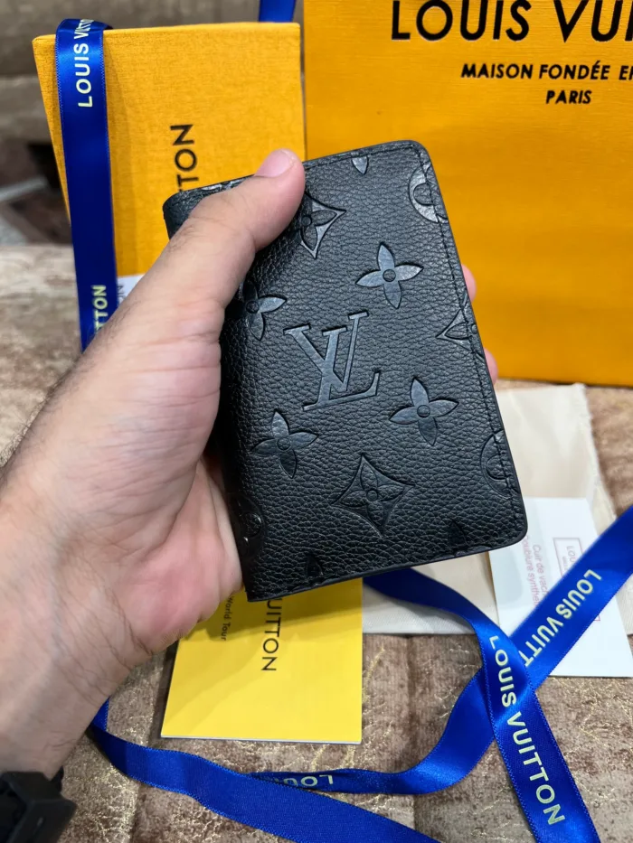 LV Black Embossed Pocket Organizer Wallet - Image 3