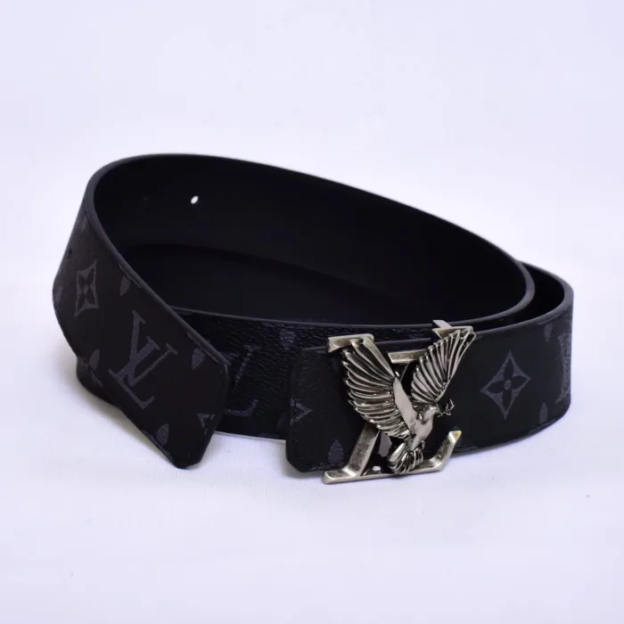 Louis.Vuitton Silver Logo Black Belt - Image 2