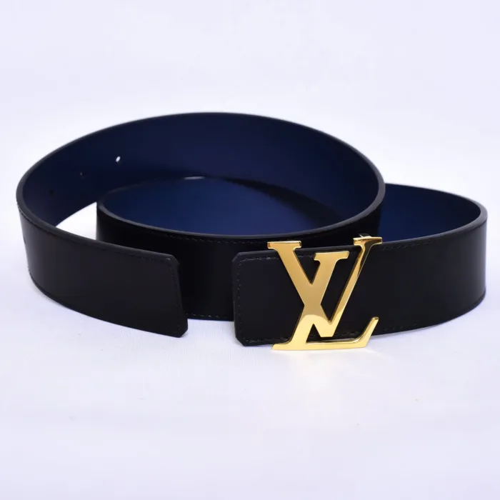 Louis.Vuitton Golden Logo Black Blue Belt - Image 2