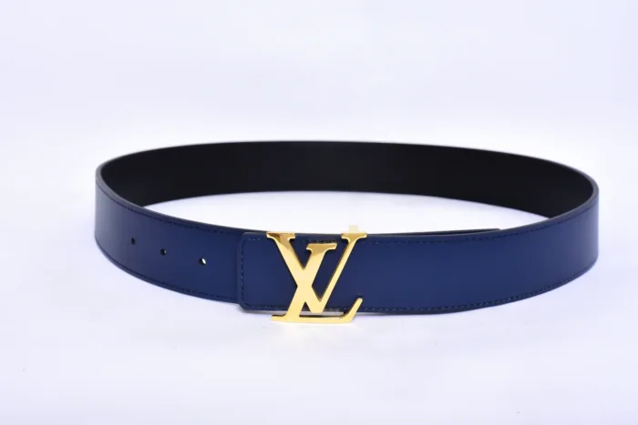 Louis.Vuitton Golden Logo Black Blue Belt - Image 4