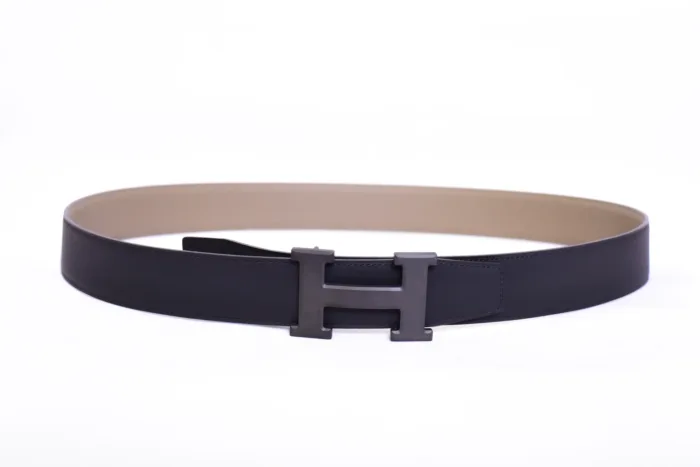 Hermes Black Logo Grey Belt - Image 3