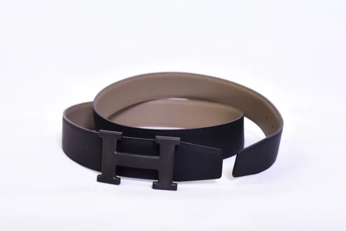 Hermes Black Logo Grey Belt - Image 4