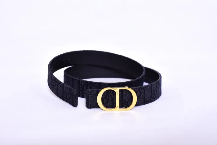 Dior CD Logo Black Cloth Belt - Image 2