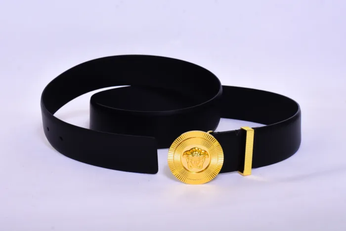 Versace Round Golden Logo Black Belt - Image 3