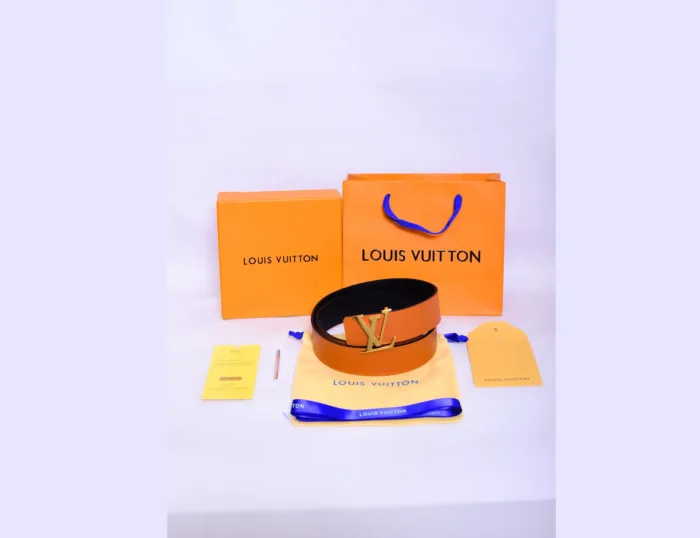 Louis.Vuitton Logo Orange Black Belt