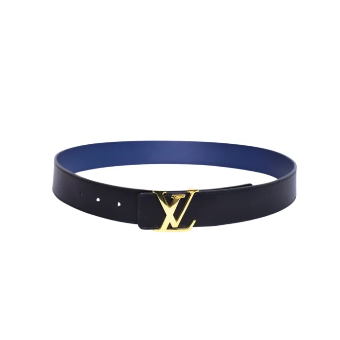 Louis.Vuitton Golden Logo Black Blue Belt