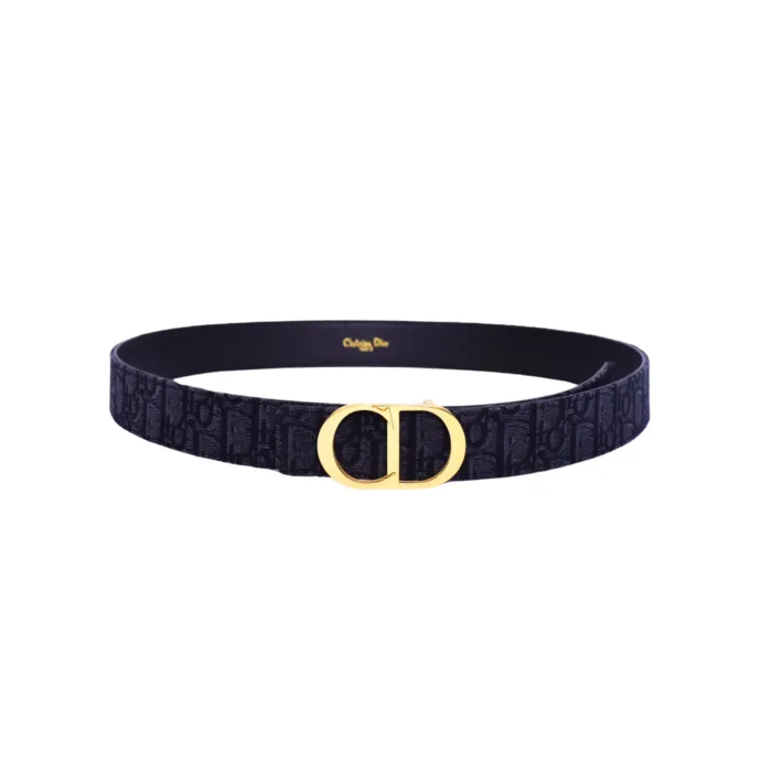 Dior CD Logo Black Cloth Belt - Image 3