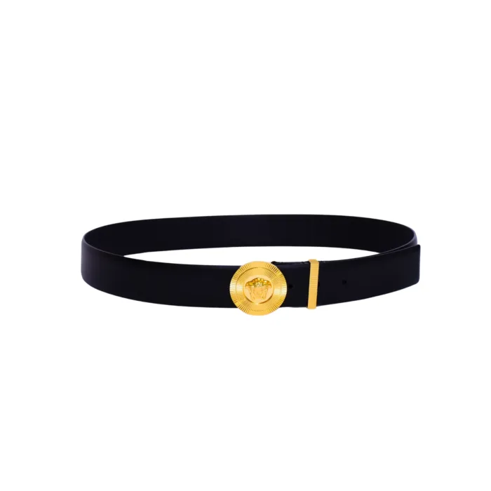 Versace Round Golden Logo Black Belt - Image 2